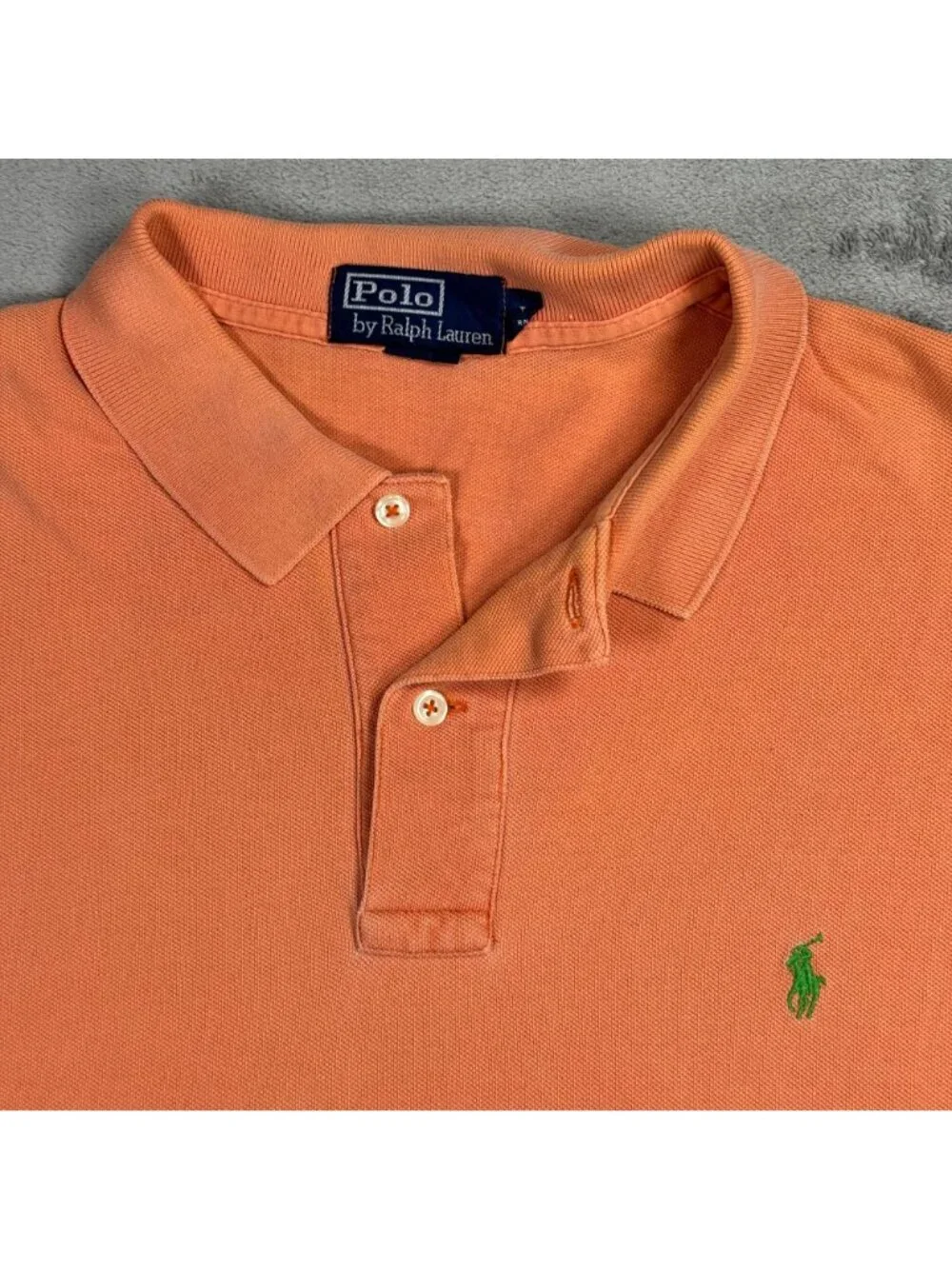 Y2K Polo Ralph Lauren Mens Muted Peach Polo Shirt Business Casual Preppy